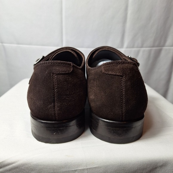 SUITSUPPLY Cap Toe Monk Strap Suede Dress Shoes Sz 7 Chocolate Brown Classic EUC - Picture 9 of 12